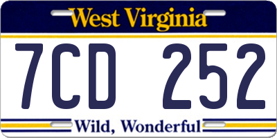 WV license plate 7CD252