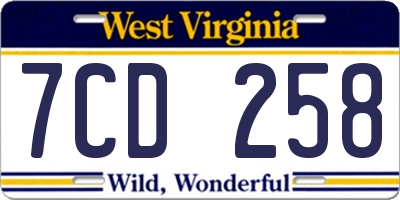 WV license plate 7CD258