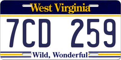 WV license plate 7CD259