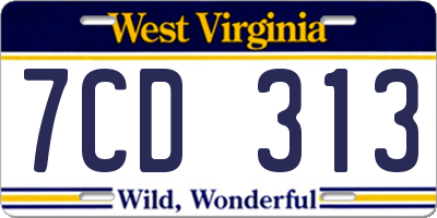WV license plate 7CD313