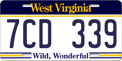 WV license plate 7CD339