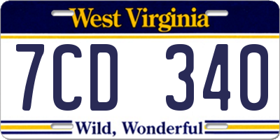 WV license plate 7CD340