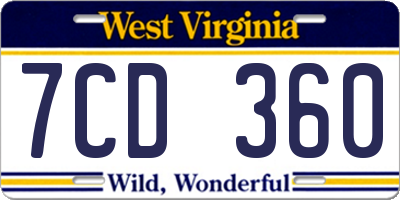 WV license plate 7CD360