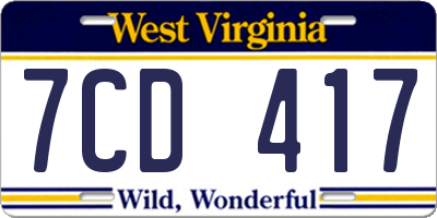WV license plate 7CD417
