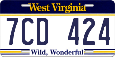 WV license plate 7CD424
