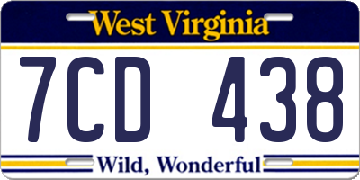 WV license plate 7CD438