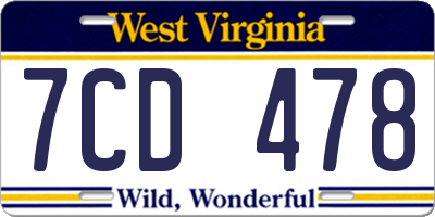WV license plate 7CD478