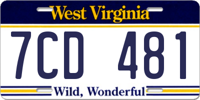 WV license plate 7CD481