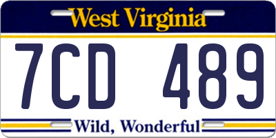 WV license plate 7CD489