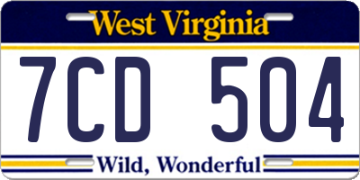 WV license plate 7CD504
