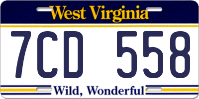 WV license plate 7CD558