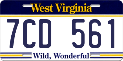 WV license plate 7CD561