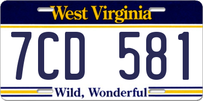 WV license plate 7CD581