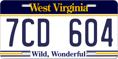 WV license plate 7CD604