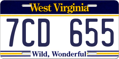 WV license plate 7CD655