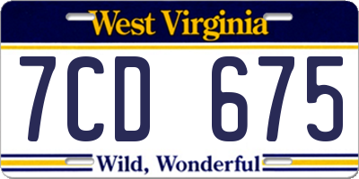 WV license plate 7CD675