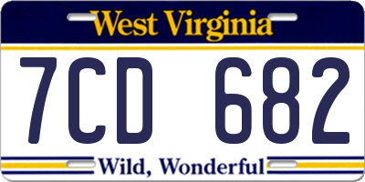 WV license plate 7CD682