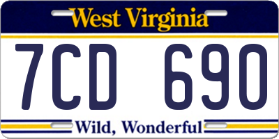 WV license plate 7CD690