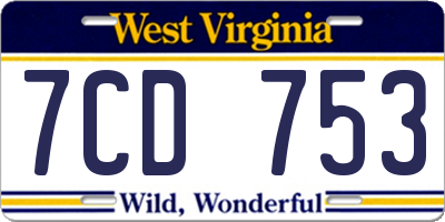 WV license plate 7CD753