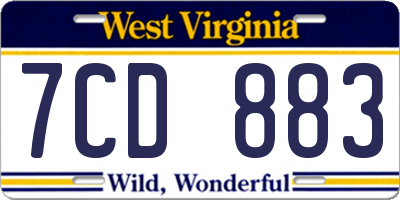 WV license plate 7CD883
