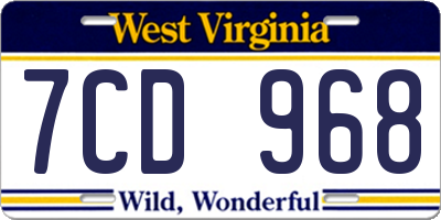 WV license plate 7CD968