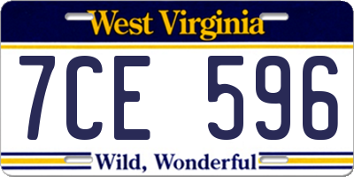WV license plate 7CE596