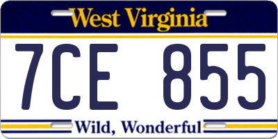 WV license plate 7CE855