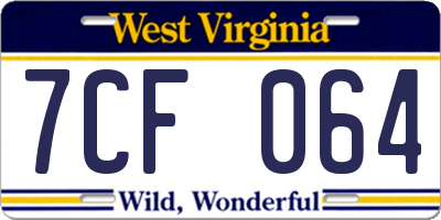 WV license plate 7CF064