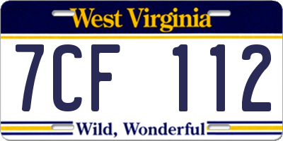 WV license plate 7CF112
