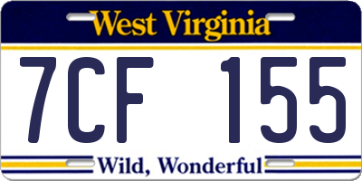 WV license plate 7CF155