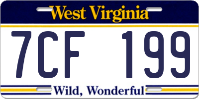 WV license plate 7CF199