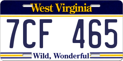 WV license plate 7CF465