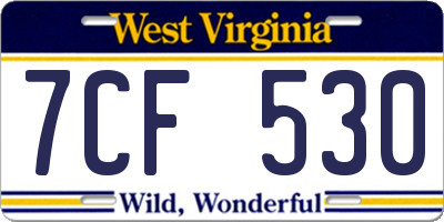 WV license plate 7CF530