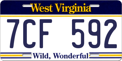 WV license plate 7CF592