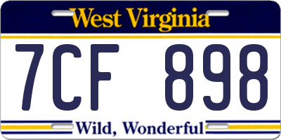 WV license plate 7CF898
