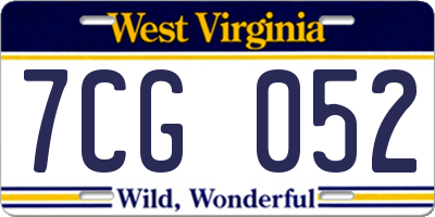 WV license plate 7CG052