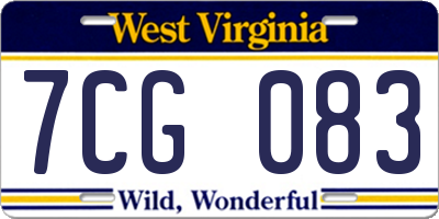 WV license plate 7CG083