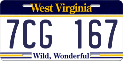 WV license plate 7CG167