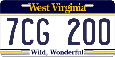 WV license plate 7CG200