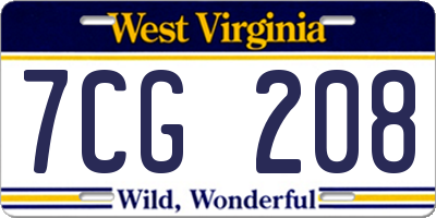 WV license plate 7CG208