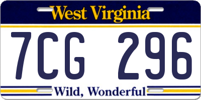 WV license plate 7CG296