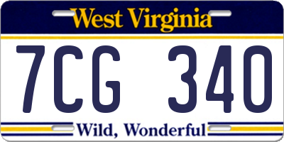 WV license plate 7CG340