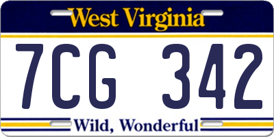 WV license plate 7CG342