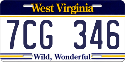 WV license plate 7CG346