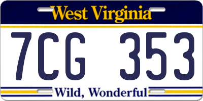 WV license plate 7CG353