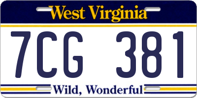 WV license plate 7CG381