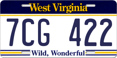 WV license plate 7CG422