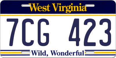 WV license plate 7CG423