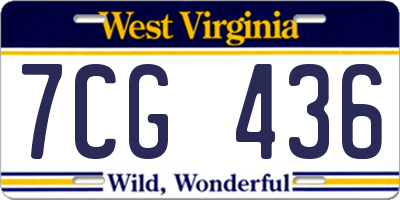 WV license plate 7CG436