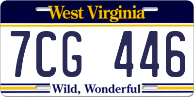 WV license plate 7CG446